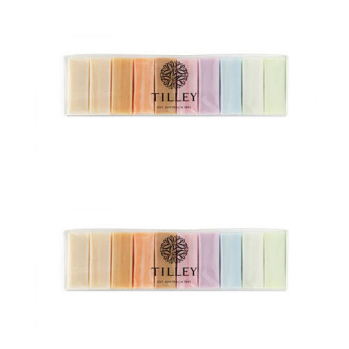 2PK 10pc Tilley Classic White Marble Rainbow Soaps Pack Ten Fragrances 10x50g