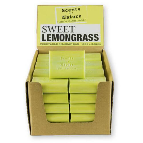40PK Scents of Nature Sweet Lemongrass Scent Vegetable Oil Soap Bar 100g Green