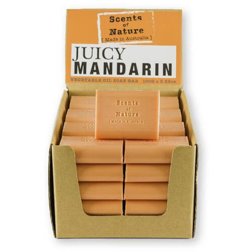 40PK Scents of Nature Juicy Mandarin Scent Vegetable Oil Soap Bar 100g Orange