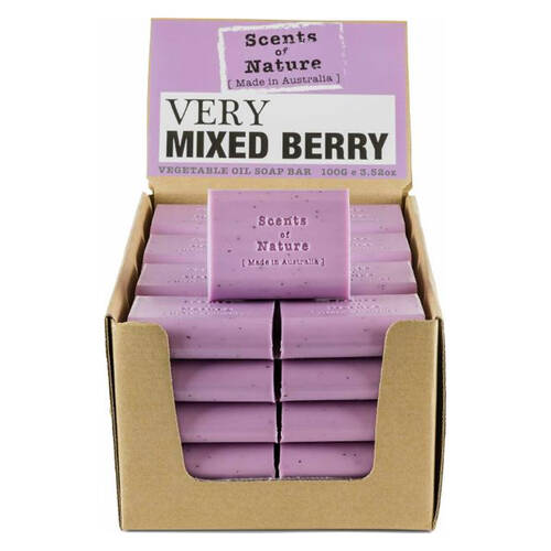 40PK Scents of Nature Very Mixed Berry Scent Vegetable Oil Soap Bar 100g Purple