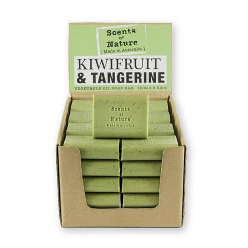 40PK Scents of Nature Kiwifruit & Tangerine Scent Vegetable Oil Soap Bar 100g Green