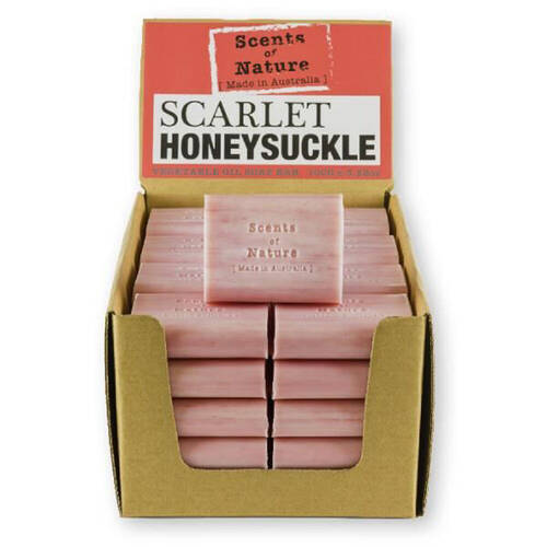 40PK Scents of Nature Scarlet Honeysuckle Scent Vegetable Oil Soap Bar 100g Pink