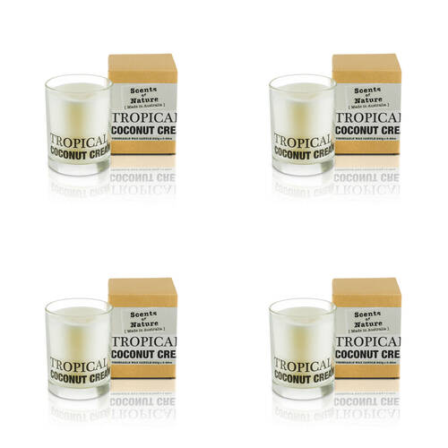 4PK Scents Of Nature Tropical Coconut Cream Soy Candle Scented 240g