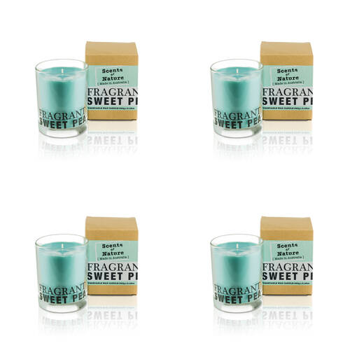 4PK Scents Of Nature Fragrant Sweet Pea Soy Candle Scented 240g