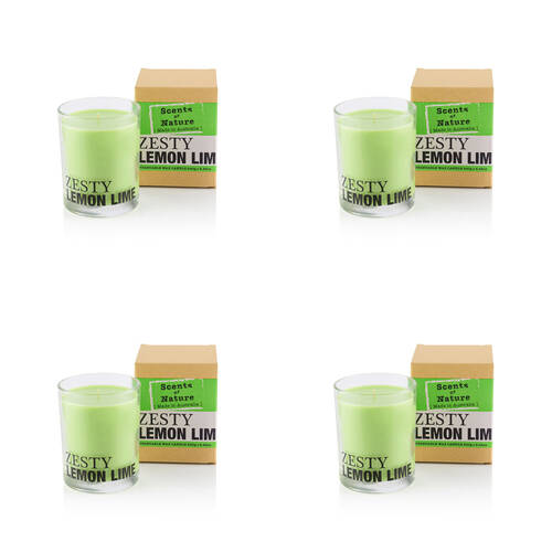 4PK Scents Of Nature Zesty Lemon Lime Soy Candle Scented 240g