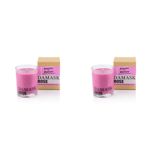 2PK Scents Of Nature Damask Rose Soy Candle Scented 240g