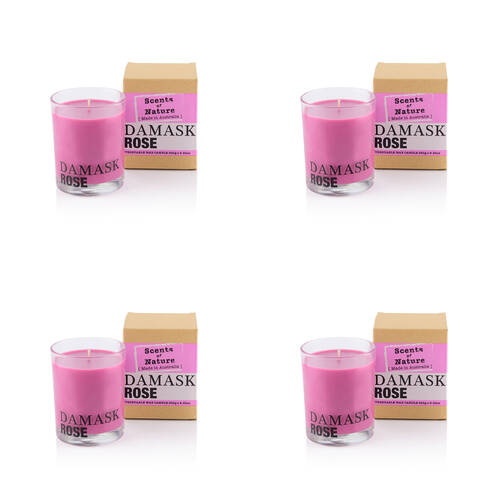 4PK Scents Of Nature Damask Rose Soy Candle Scented 240g