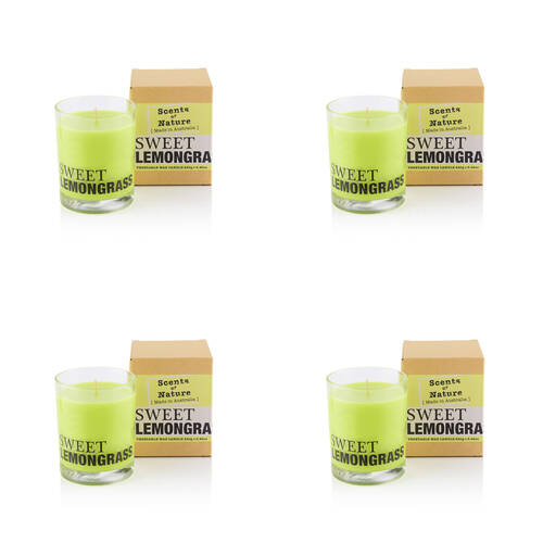 4PK Scents Of Nature Sweet Lemongrass Soy Candle Scented 240g
