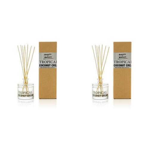 2PK Scents Of Nature Tropical Coconut Cream Reed Diffuser Sweet & Nutty Scent