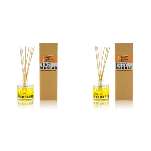 2PK Scents Of Nature Juicy Mandarin Reed Diffuser Light Floral Scent 150ml