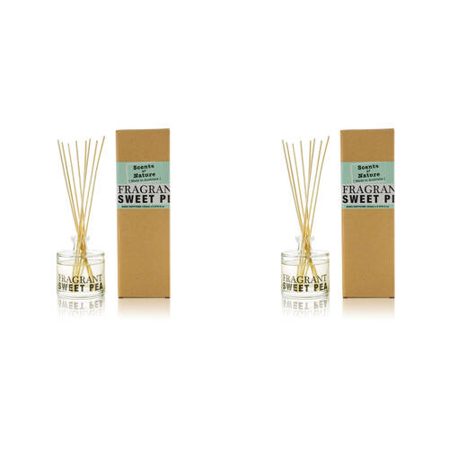 2PK Scents Of Nature Fragrant Sweet Pea Reed Diffuser Floral Sweetness 150ml