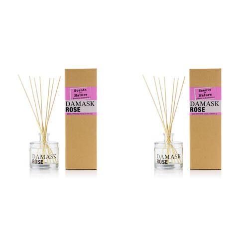 2PK Scents Of Nature Damask Rose Reed Diffuser Sweet Floral Scent 150ml