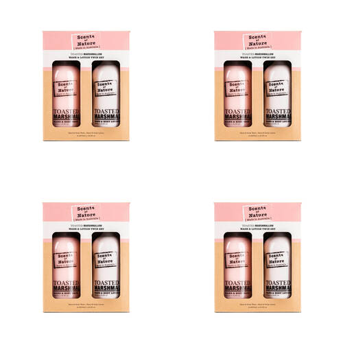 4x 2pc Scents Of Nature Toasted Marshmallow Wash & Lotion Pack Hand Body