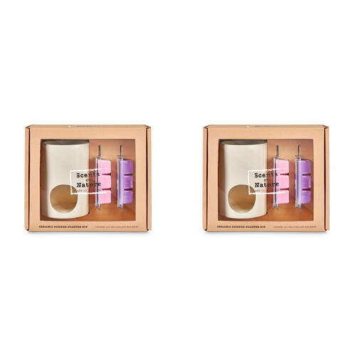 2x 13pc Scents Of Nature Melt Ceramic 1 Wax Burner and 12 Soy Set