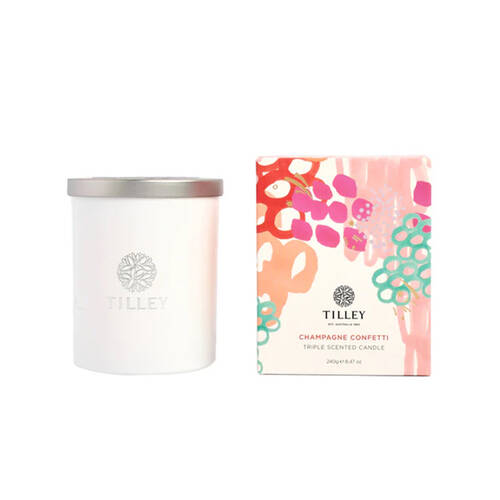 Tilley Classic White Festive Candle Champagne Confetti Limited Edition 240g