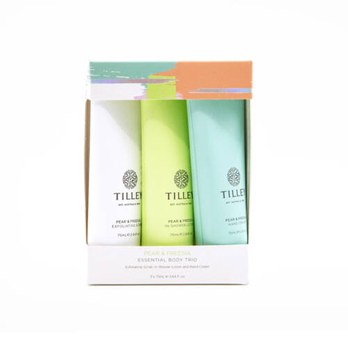 3pc Tilley Classic White Pear & Freesia Body Scrub Lotion Hand Cream Set 3x75ml