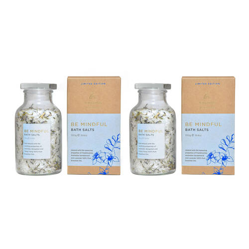 2PK Aroma Natural Bath Salts Be Mindful Lavender Bergamot & Ylang 550g