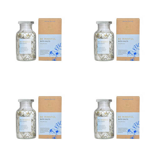 4PK Aroma Natural Bath Salts Be Mindful Lavender Bergamot & Ylang 550g