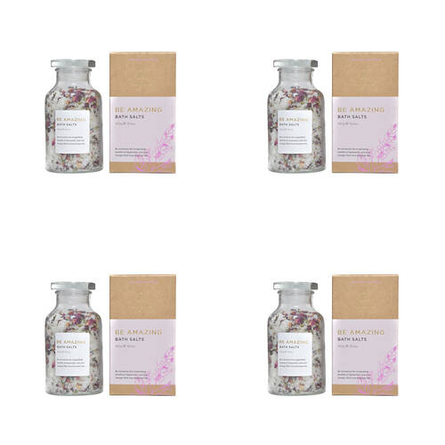 4PK Aroma Natural Bath Salts Be Amazing Lavender Bergamot & Ylang 550g