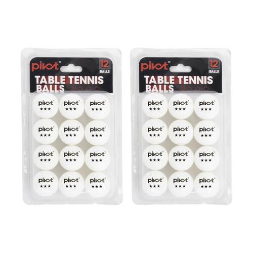2x 12pc Pivot 3 Star Table Tennis Ping Pong Balls Set 40mm White