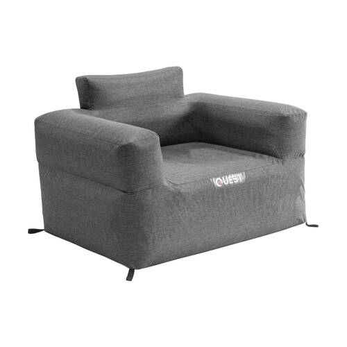 Quest Outdoors Air Sofa 1 Seater Inflatable Camping Chair w/Carry Bag Charcoal