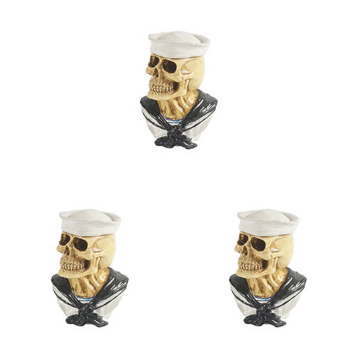 3PK Dudley's World Of Pets Sailor Skull Aquarium Decoration