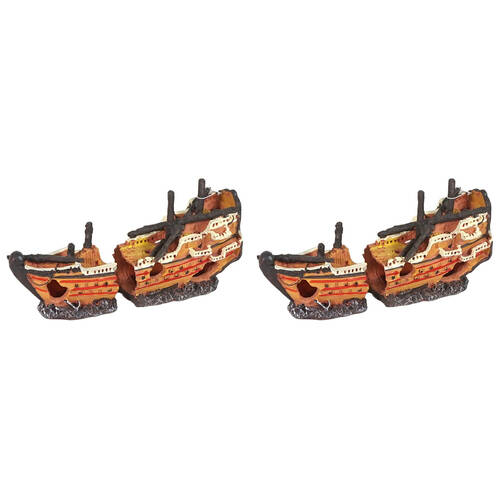 2PK Dudley's World Of Pets Aquarium/Fish Tank Resin Shipwreck Decor 21cm