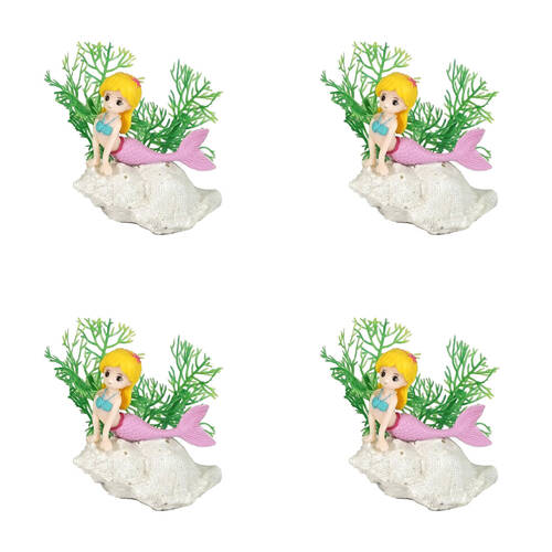 4PK Dudley's World Of Pets Aquarium/Fish Tank Mermaid On Shell Decor 9cm