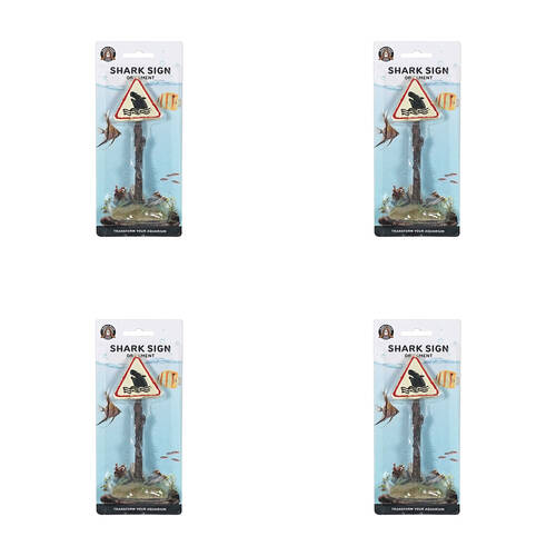 4PK Dudley's World Of Pets Aquarium/Fish Tank Shark Symbol Sign Decor 21cm