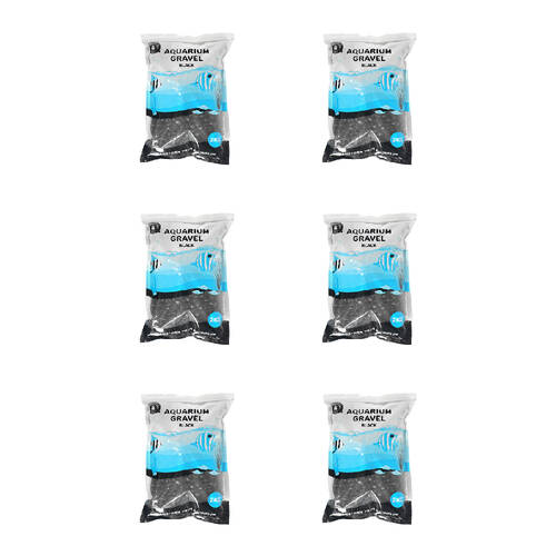6PK Dudley's World Of Pets Aquarium/Fish Tank Gravel 2kg - Black