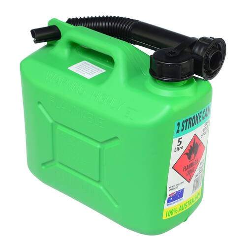 AgBoss 2 Stroke Jerry Can Squat Style Portable Fuel Container 5L Green