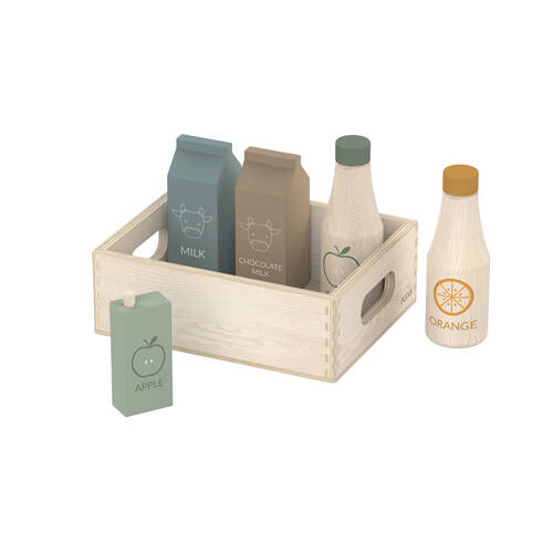 6pc Flexa Wooden Pretend Groceries Milk/Juice for Kids/Toddler 2y+