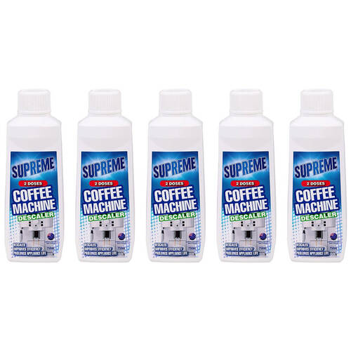 5PK Supreme 2-Doses Coffee Machine Liquid Descaler Cleaning Solution 250ml