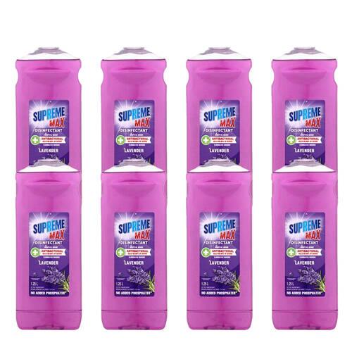 8PK Supreme Hospital Disinfectant Lavender Surface Cleaner 1.25L
