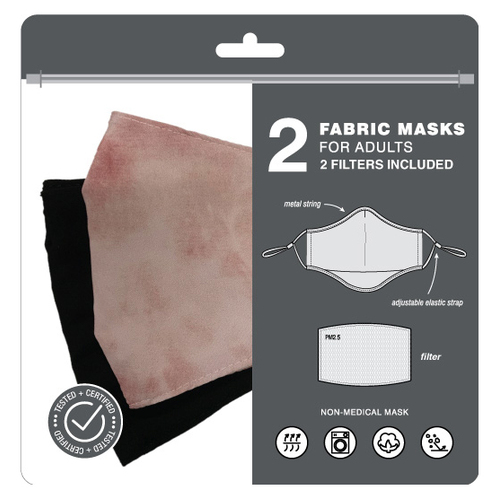 2pc Milleni Reusable Cotton Face Masks - Pink & Black
