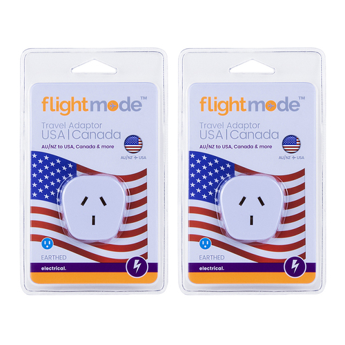 2PK Flightmode Outbound USA & Canada 3-pin Style 10A Type B Adapter - White