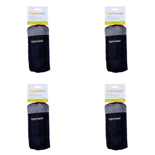 4PK Flightmode Microfibre Travel Towel Assorted