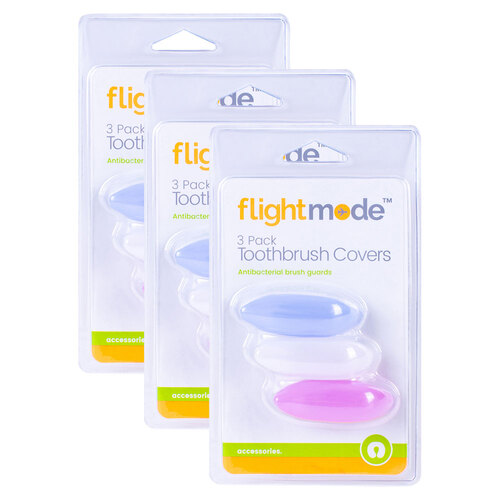3x 3pk Flightmode Silicone 22x62mm Standard Toothbrush Covers Assort