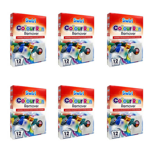 6x 12pc Swirl Colour Run Remover Dye Catcher Laundry Sheets 11x20cm