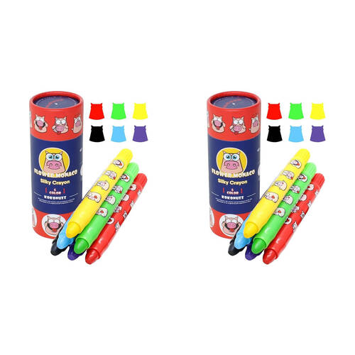 2x 6pc Flower Monaco Silky Crayons Coloring Fun Art & Craft Kids/Children - 3y+