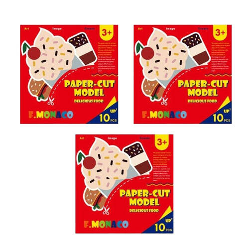 3x 60pc Flower Monaco Paper-Cut Delicious Food Craft Kit Educational Toy Kids - 3y+