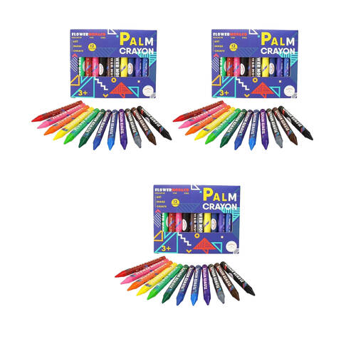 3x 12pc Flower Monaco Palm Crayons Art Supplies & Craft Kids/Children - 3y+