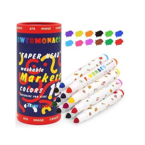 24pc Flower Monaco Taper Head Washable Markers Art & Craft Kids/Children - 3y+