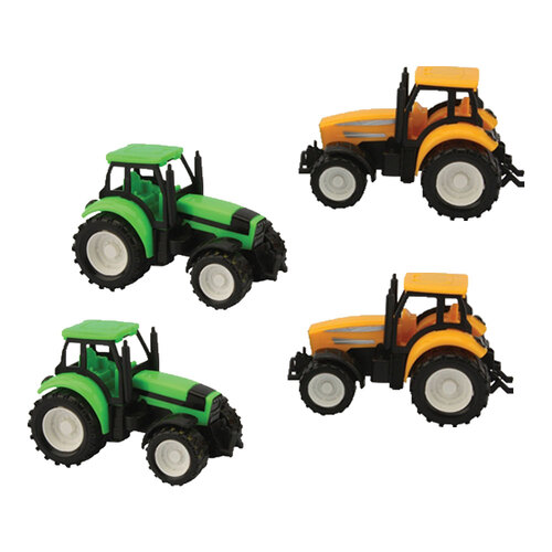 4x Fumfings 10cm Freewheel Plastic Tractor 1:43 Toy Kids 3y+ Assorted