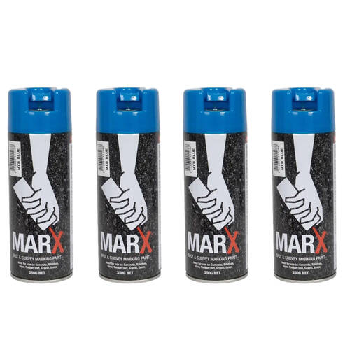4PK AgBoss Marx Spot and Survey Construction Spray Paint Can 350g Blue