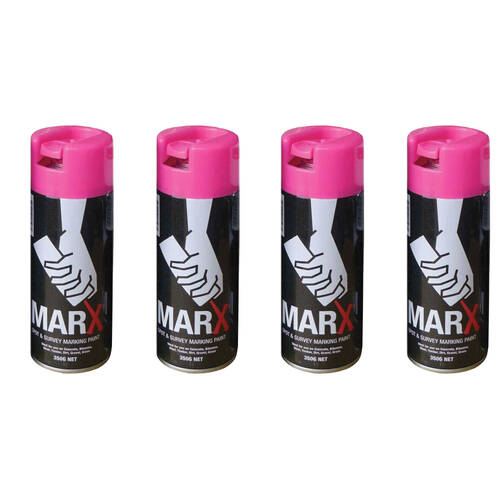 4PK AgBoss Marx Spot and Survey Construction Spray Paint Can 350g Fluro Pink