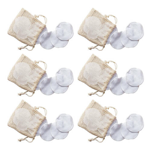 6PK FN Bamboo Make-Up Remover Facial Cleaning Pads w/ Pouch Reusable