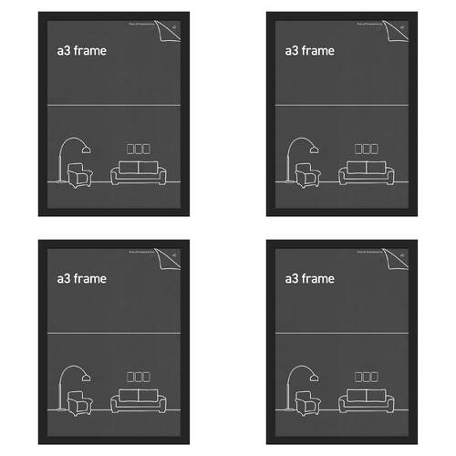 4PK Impact Merch Classic Picture Frame Fits A3 Print 42x30cm - Black