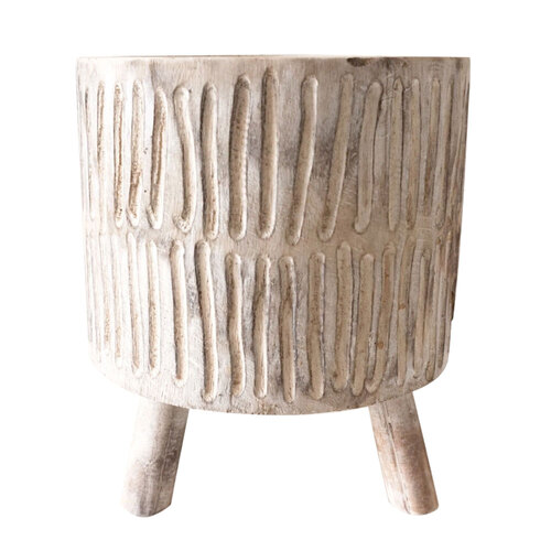 Rayell Indoor Timber Pot/Planter Tokoriki White Wash Medium 22x25 cm