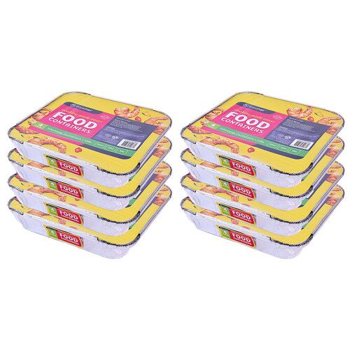 8x 4pc Topchef Home Kitchen Foil Takeaway Containers w/Lids